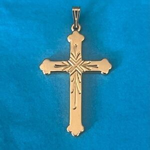 Vintage gold tone Jesus Cross pendant for necklace